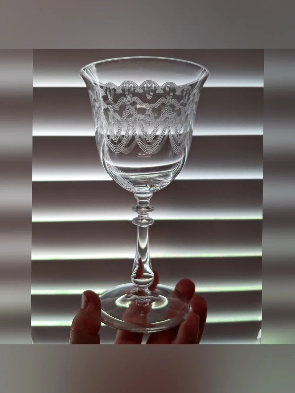 VTG Bryce Crystal Etched Water Wine Goblets Glasses Pattern 784 Set Of Four